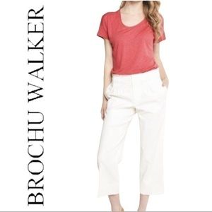 Crop Ankle White Plazacore Pants Button Fly Size XS BROCHU WALKER Pruitt
